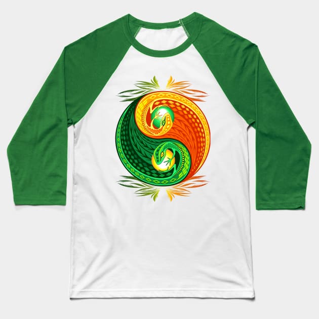 YinYang Gecko Lizard Opposite Colors Sign Baseball T-Shirt by BluedarkArt